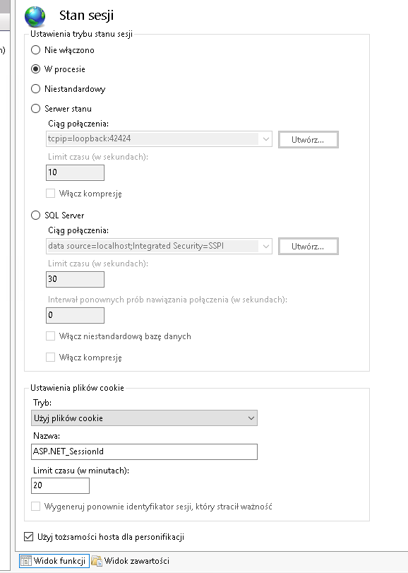 IIS Default session settings
