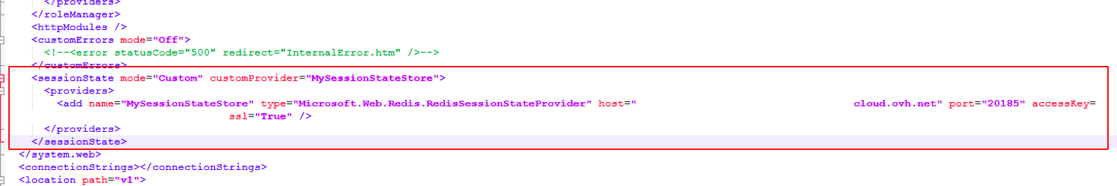 Configuration of Web.config file